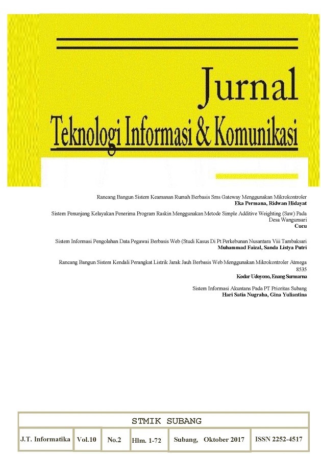 Sistem Informasi Pengolahan Data Pegawai Berbasis Web Studi Kasus Di Pt Perkebunan Nusantara Viii Tambaksari Jurnal Teknologi Informasi Dan Komunikasi